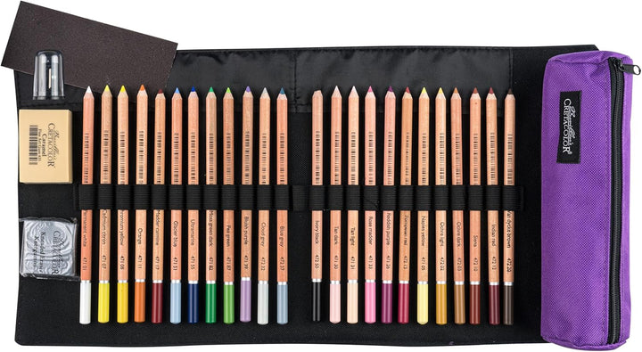 CRETACOLOR Rolletui „Fine Art Pastel“ 29-tlg – Pastellstifte mit Zubehör – Künstlerstifte für Zeichn