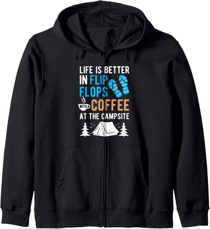 Das Leben ist besser in Flip Flops mit Kaffee auf dem Kapuzenjacke