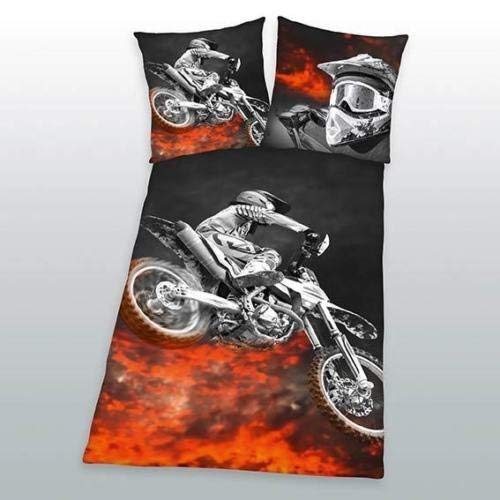Klaus Herding GmbH Bettwäsche Motorcross Speedway Motorrad Biker Zipper 135x200 cm Geschenk NEU Wow
