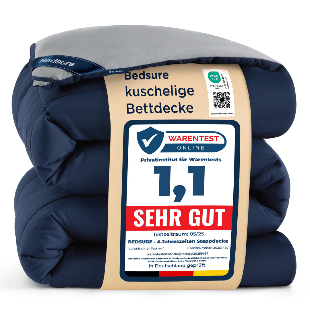 BEDSURE Bettdecke 240x220 Ganzjahresdecke Steppdecke - Bettdecke Ohne Bezug 240x220cm 300GSM - 4 Jah