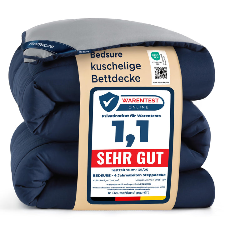 BEDSURE Bettdecke 240x220 Ganzjahresdecke Steppdecke - Bettdecke Ohne Bezug 240x220cm 300GSM - 4 Jah