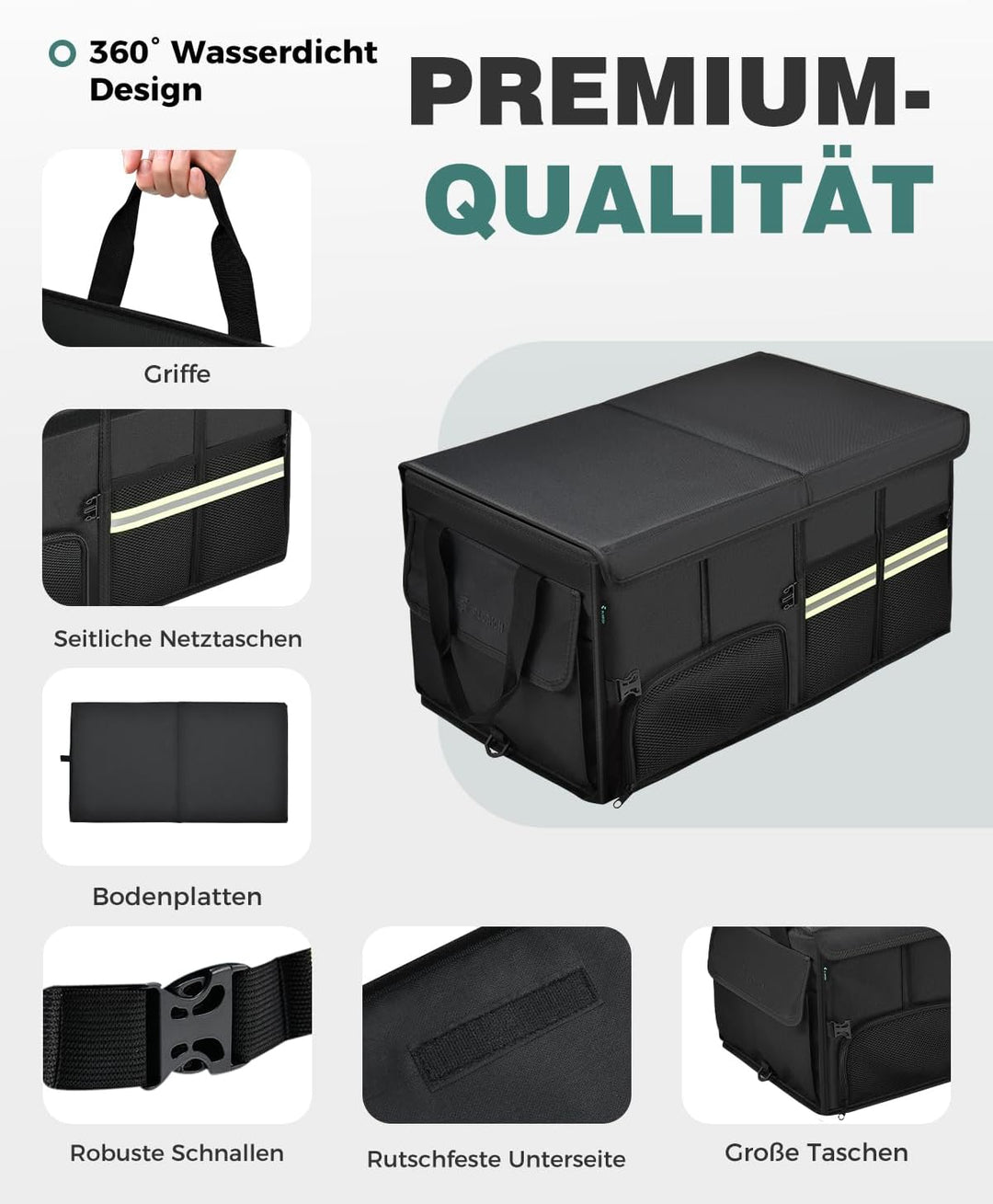 FLORICH Kofferraum Organizer mit Atmungsaktiver Schuhaufbewahrung 63L Premium Auto Kofferraumbox sta