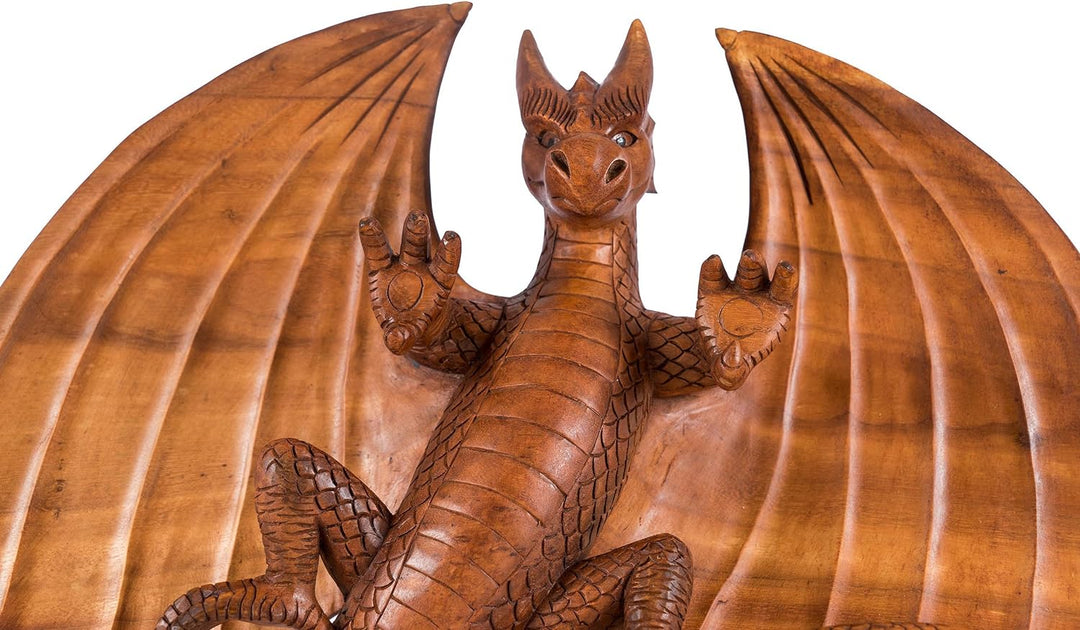 Windalf Handmade XL Drachen-Wandbild FURIMOR 50 cm Wikinger Drachenfigur Wandobjekt Wandrelief Holz
