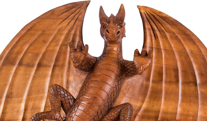 Windalf Handmade XL Drachen-Wandbild FURIMOR 50 cm Wikinger Drachenfigur Wandobjekt Wandrelief Holz
