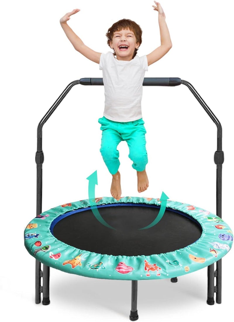 Trampolin Kinder Indoor Outdoor Ø 91cm Klein Mini Kindertrampolin Klappbar ohne Netz Zuhause Eckig B