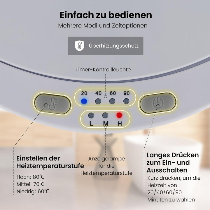 COSTWAY 23L Handtuchwärmer elektrisch, Handtuchtrockner mit 3 Heizstufen, 20/40/60/90-Minuten-Timer,