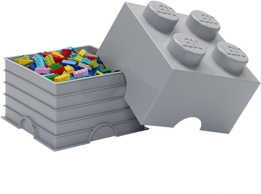 Room Copenhagen RC40031740 Lego Storage Brick 4er grau, 25 x 25,2 x cm Medium Stone Grey, Medium Sto
