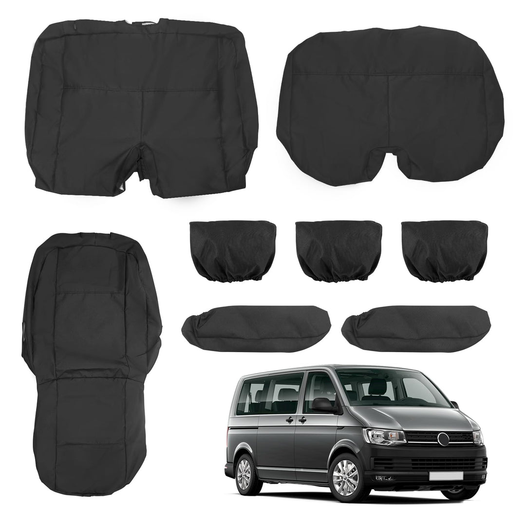 Opaltool 8PC Autositzbezüge Set für VW Transporter T5 T6 2015-2022, 3-Sitzer Strapazierfähige Massge