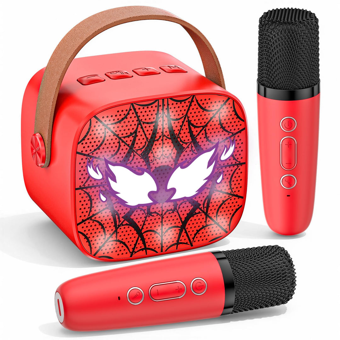 Spider Karaoke Maschine Kinder mit 2 Bluetooth Mikrofon - Weihnachts Geschenke Spielzeug für Mädchen
