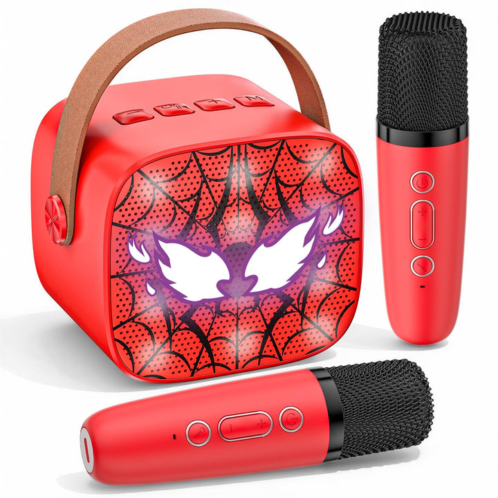 Spider Karaoke Maschine Kinder mit 2 Bluetooth Mikrofon - Weihnachts Geschenke Spielzeug für Mädchen