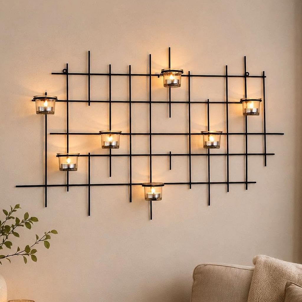 Wandteelichthalter 7XXL Wandkerzenhalter Metall 83 cm Teelichthalter Kerzenhalter
