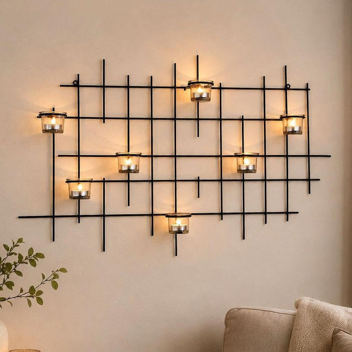 Wandteelichthalter 7XXL Wandkerzenhalter Metall 83 cm Teelichthalter Kerzenhalter