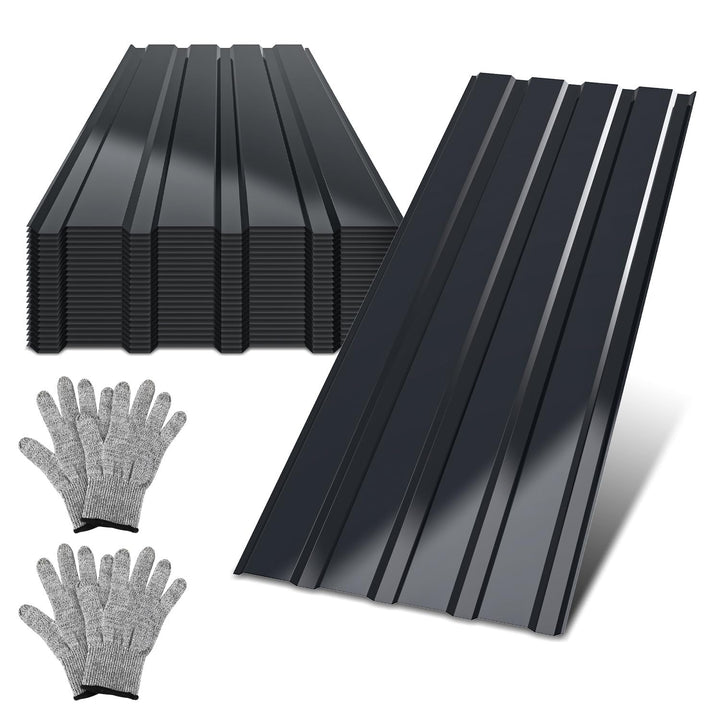 Trapezblech Set 24 Stück, 129x45cm, 14 m² Dachblech, inkl. Montagehandschuhe, Profilblech verzinkter