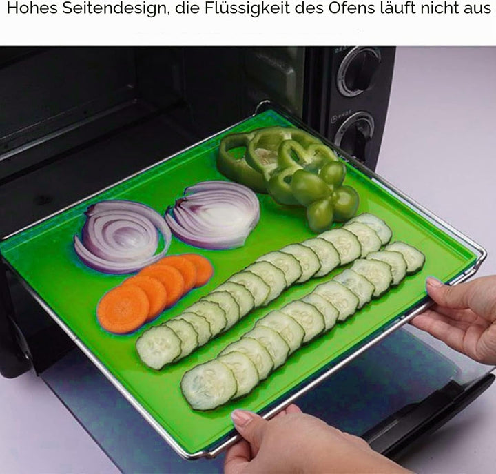 4 Stück Silikon-Trockenmatten mit Rand, Silikonblätter, Antihaft-Silikon-Tabletteinlage für Obst, Le