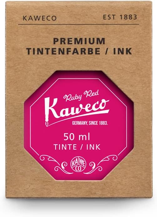 Kaweco Tintenglas 50 ml | Rubinrot Ruby Red | Premium Tinte für Füller im Tintenfass | vegan tierver