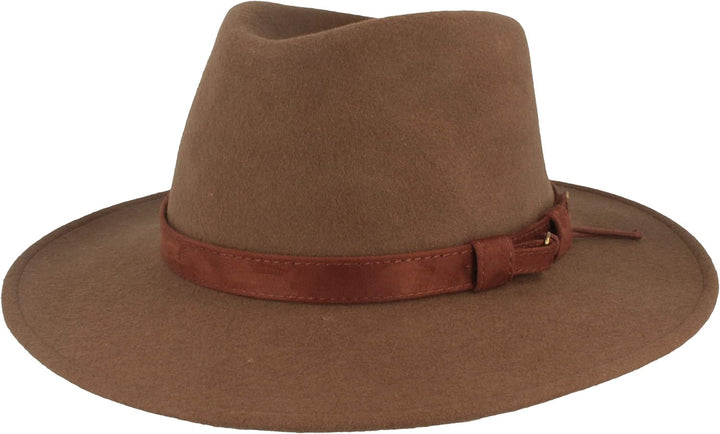 Breiter Rollbarer Outdoor Filzhut Trekkinghut 100% Wolle Hut Wasserabweisend Faltbar Ledergarnitur H