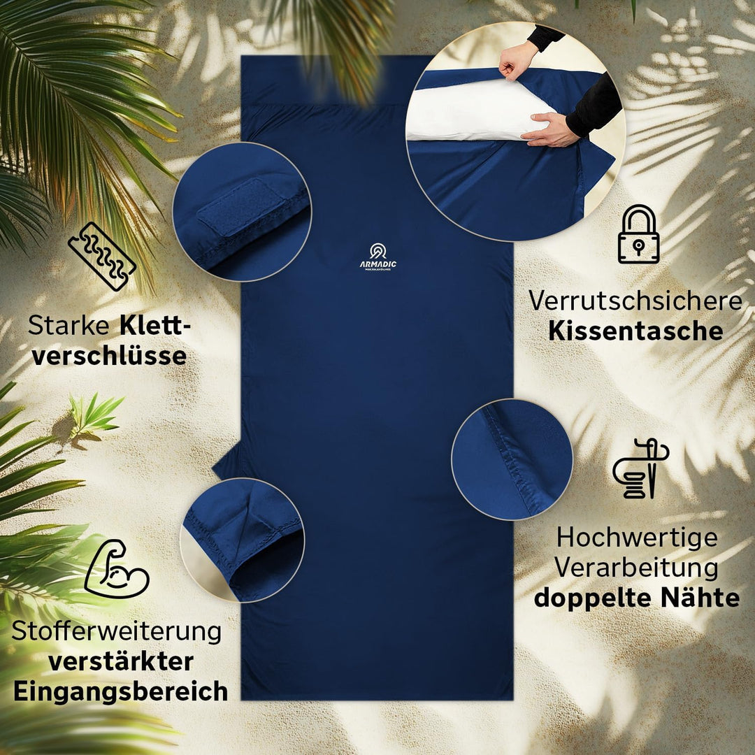 Hüttenschlafsack aus Mikrofaser oder Bio-Baumwolle (nur 230g / 380g) - Ultra leicht, klein und dünn.