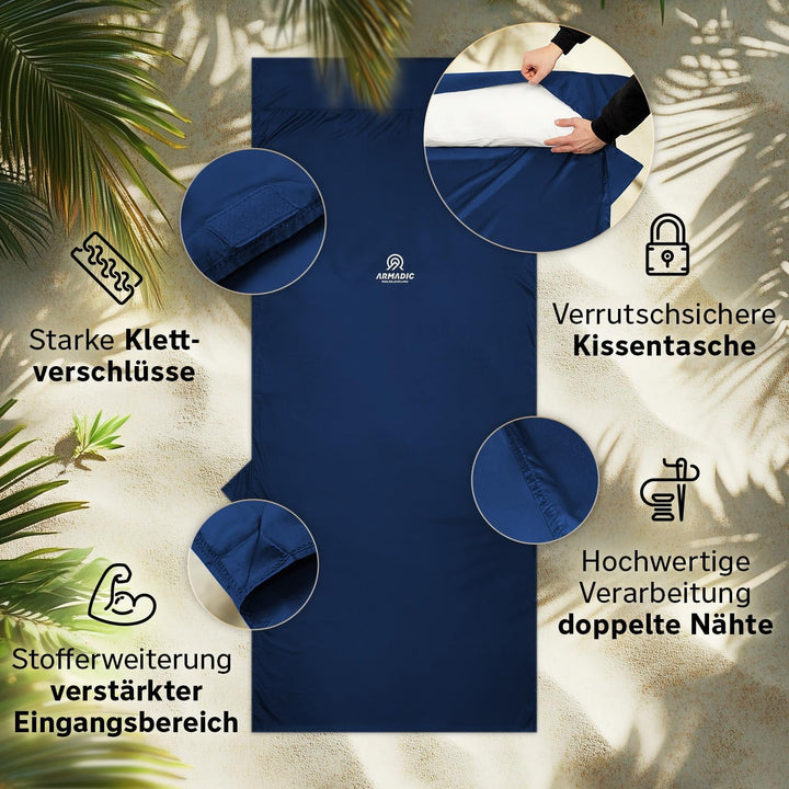 Hüttenschlafsack aus Mikrofaser oder Bio-Baumwolle (nur 230g / 380g) - Ultra leicht, klein und dünn.