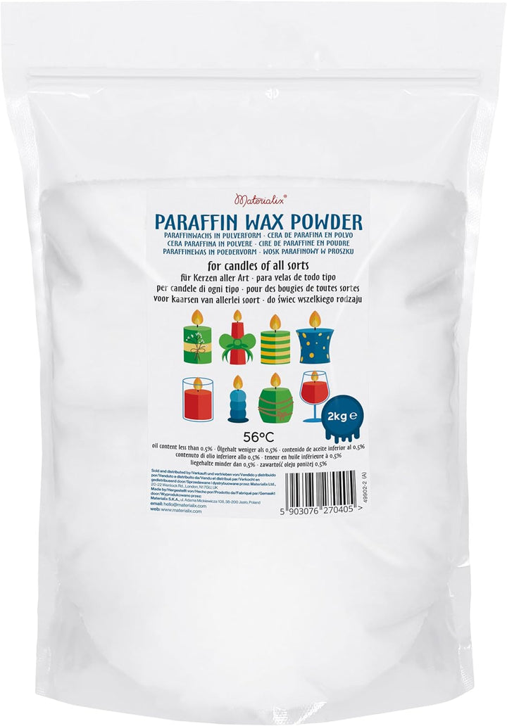 Materialix Paraffinwachs Pulver für Kerzen - verschiedene Grössen (2kg) - Kerzenwachs, Kerzensand, K