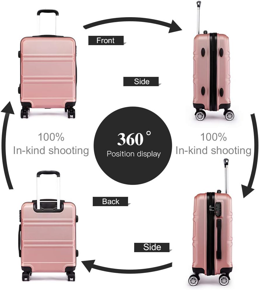 KONO Kofferset 2 Teilig Trolleys Gepäcksets, 55cm Handgepäck Koffer und 65cm Mittelgross, Leicht Har