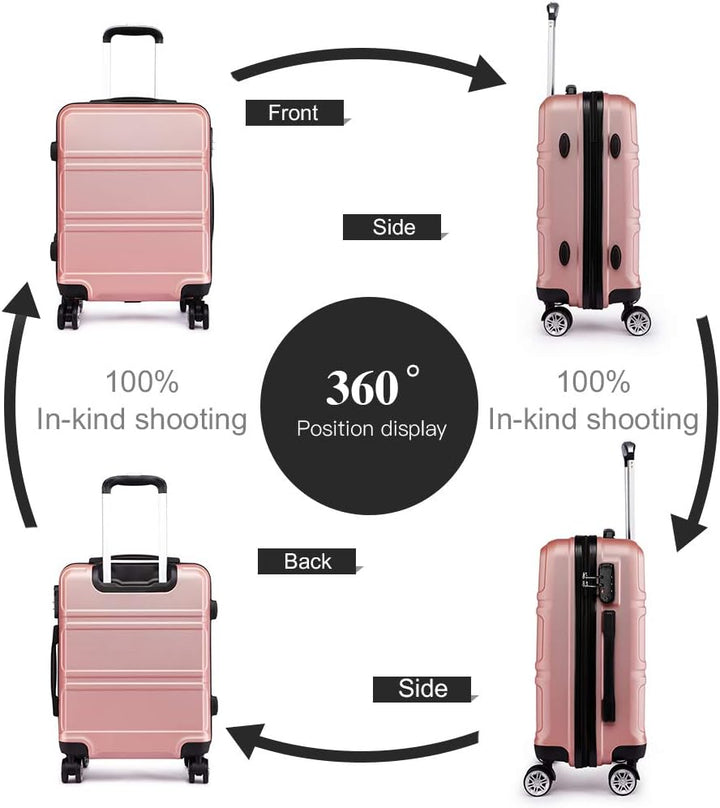 KONO Kofferset 2 Teilig Trolleys Gepäcksets, 55cm Handgepäck Koffer und 65cm Mittelgross, Leicht Har