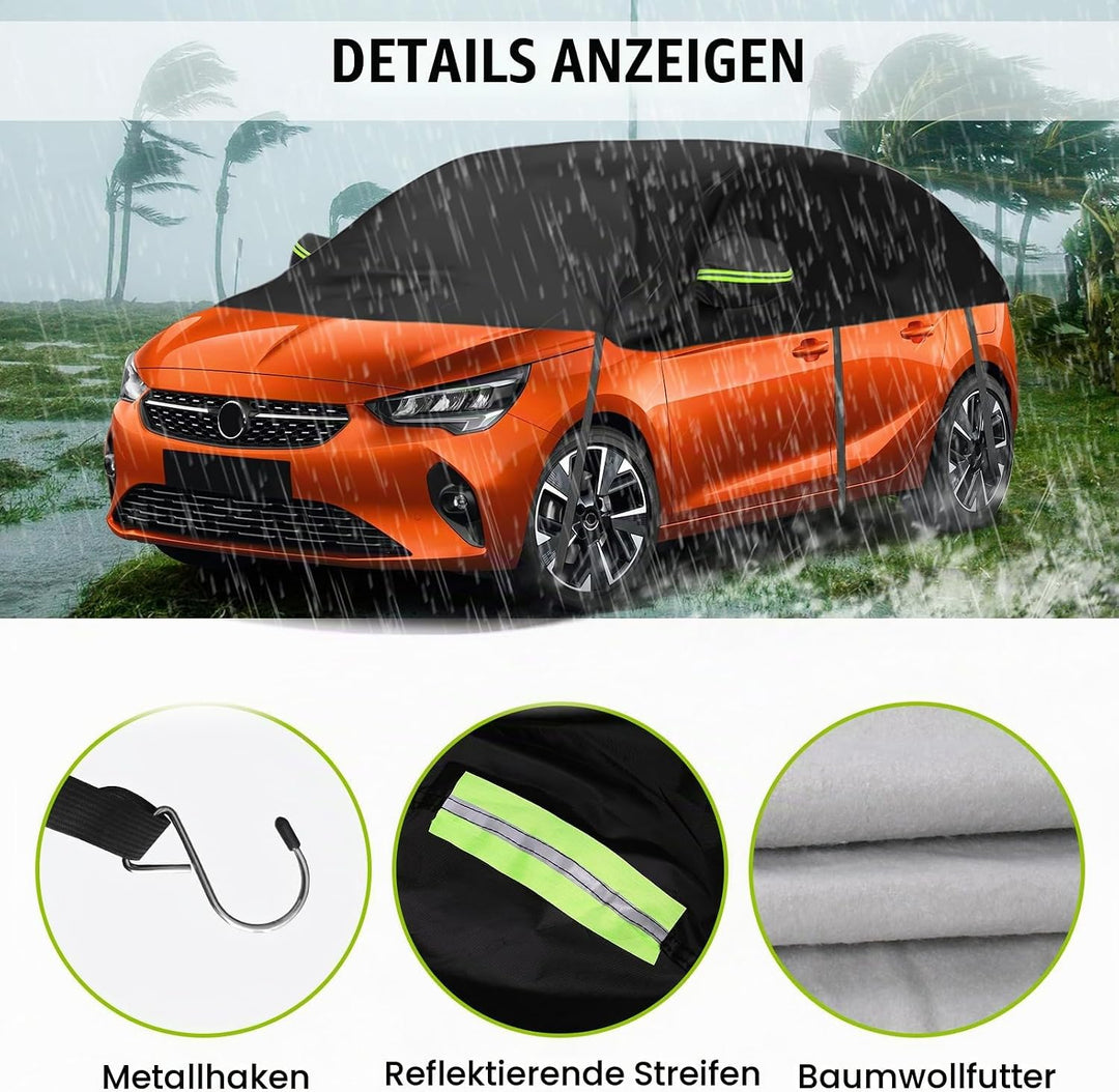 Autoabdeckung Ersatz für Opel Corsa D Renault Clio Peugeot 208, Universelle Sonnenfest Hälfte Autoab