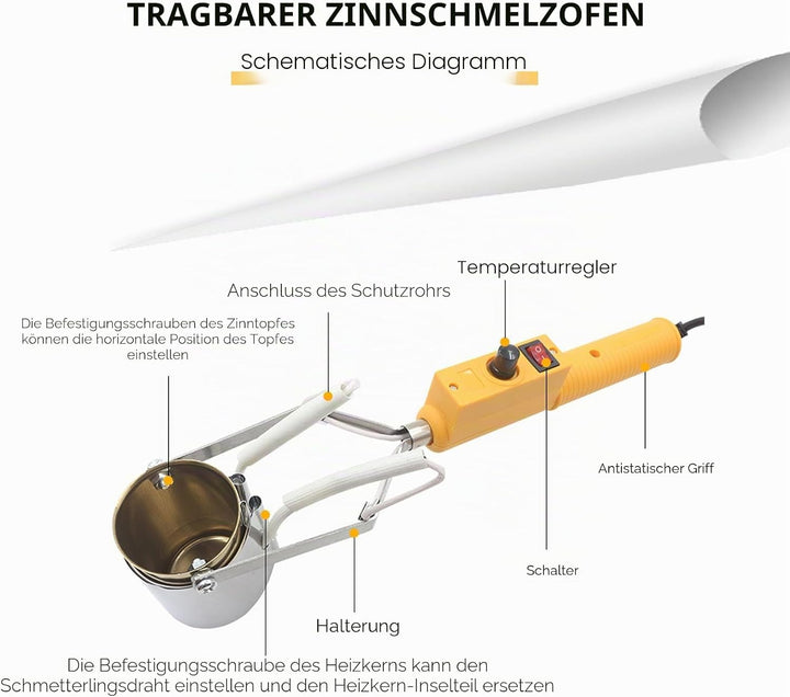 Solder Pot Tin Melting Furnace tragbar elektrisch 220 V mit Temperaturkontrolle Schweissen Teichofen