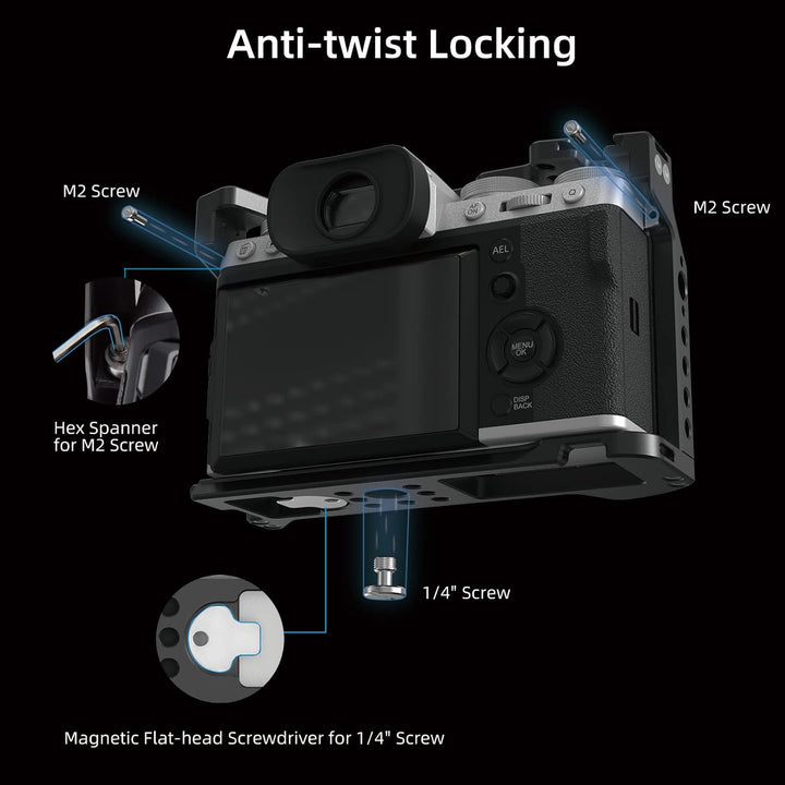 Nitze X-T5 Käfig für Fujifilm X-T5 Kamera mit Built-In NATO Rail und Arca Swiss QR Platte, Aluminium