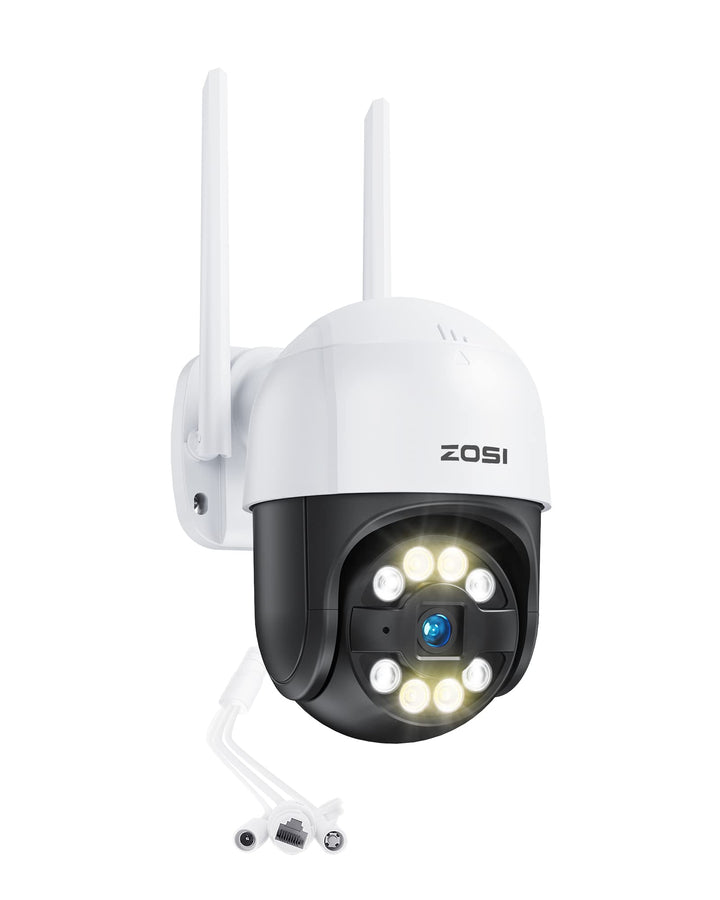 ZOSI 3MP 2K Pan/Tilt Überwachungskamera Aussen WLAN, 355°/140° Schwenkbar WiFi IP Kamera mit Plug-in