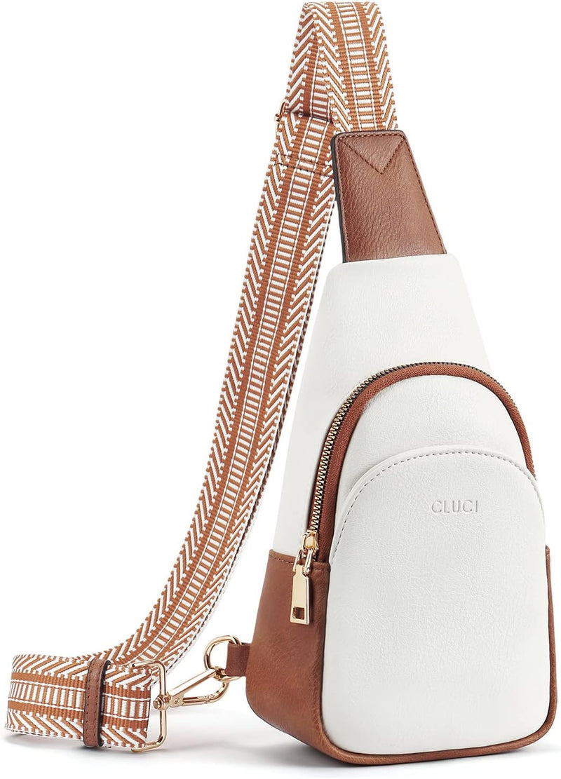 CLUCI Sling Bag Klein Brusttasche, Damen PU Leder Crossbody Umhängetasche Bauchtasche für Reisen, Ei