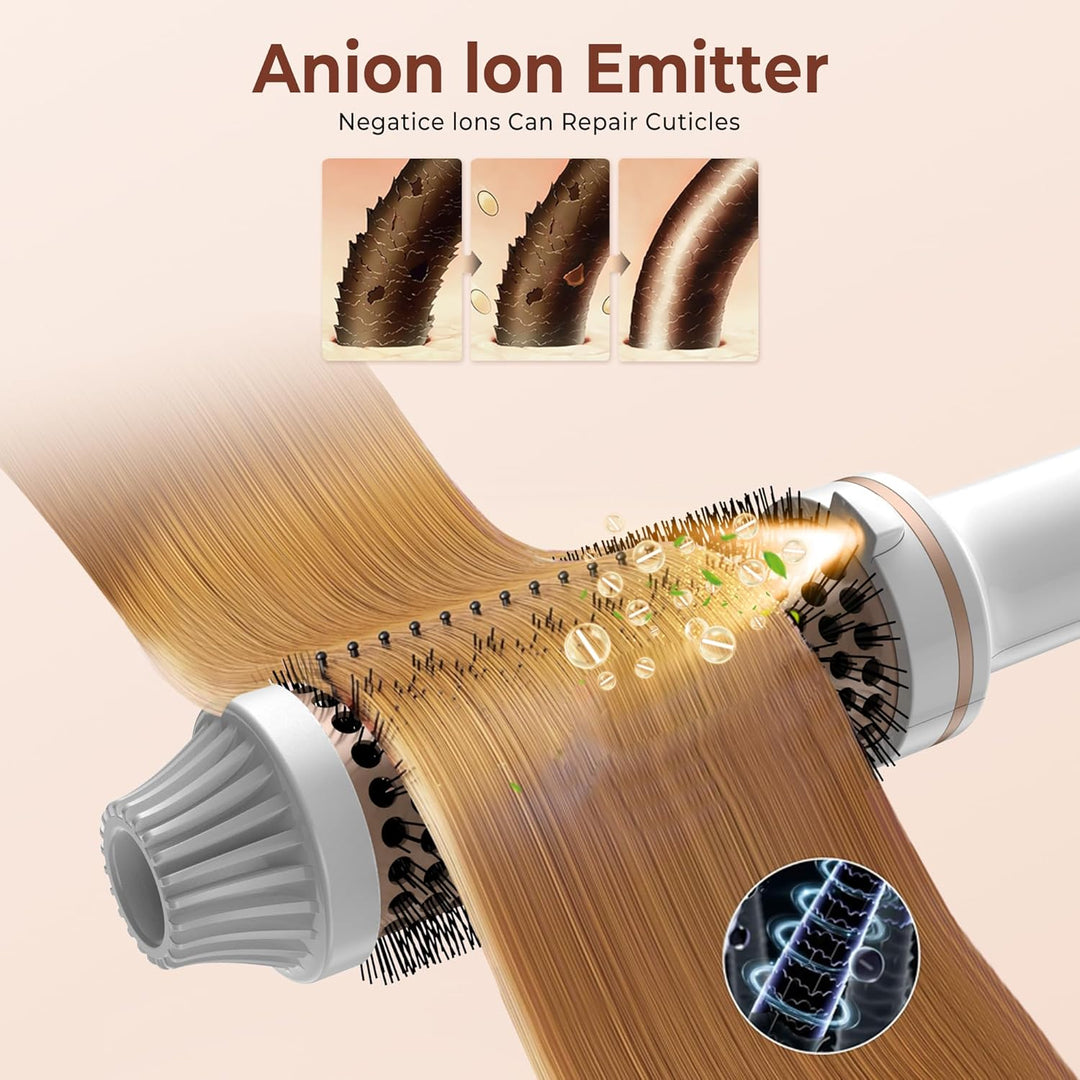3 in 1 Thermal Brush Lockenbürste Thermobürste 38mm, Lockenbürste LCD Anzeige 120-200℃, Erhöhen Sie
