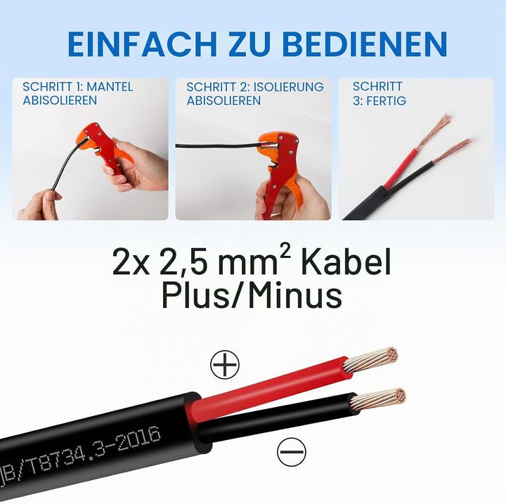2 Adriges Fahrzeugleitung Kabel 20m, 12V 24V 2 Adriges Anhängerkabel LED-Rücklichter Verkabelung Kab