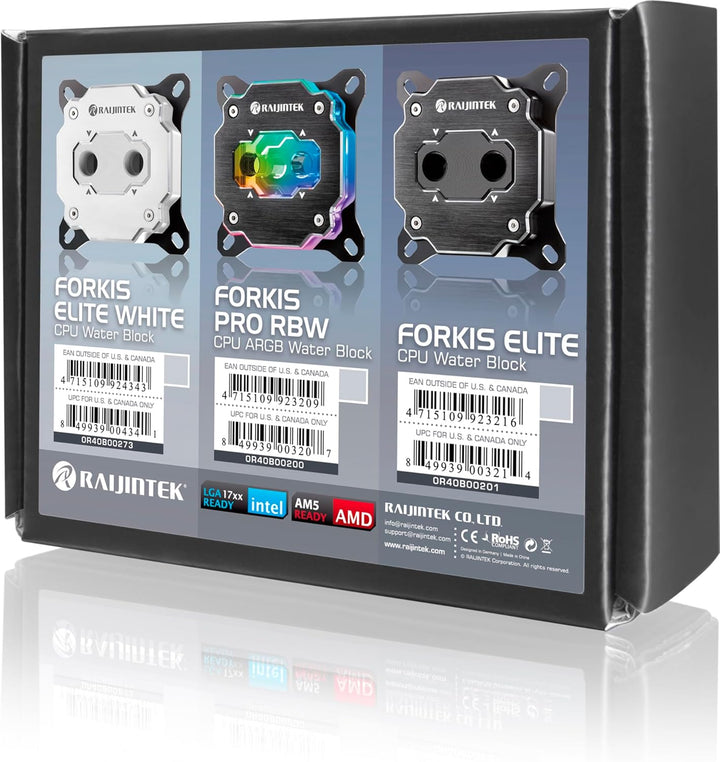 RAIJINTEK FORKIS ELITE WHITE CPU-Wasserkühler – Hochleistung, Vollkupfer vernickelt, 3D-Mikrofinnen,