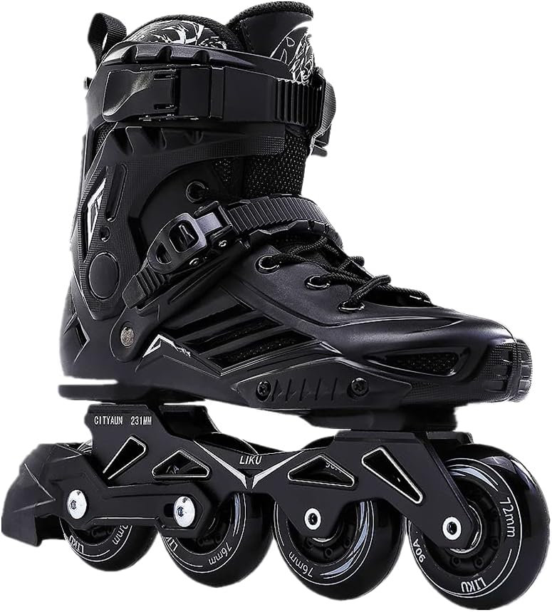 LIKU Black Professional Inline Skates Unisex Men 7,Women 8, Men 7,Women 8