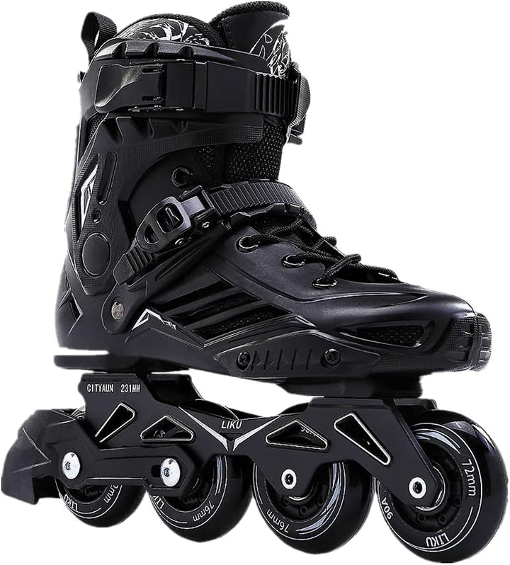 LIKU Black Professional Inline Skates Unisex Men 7,Women 8, Men 7,Women 8