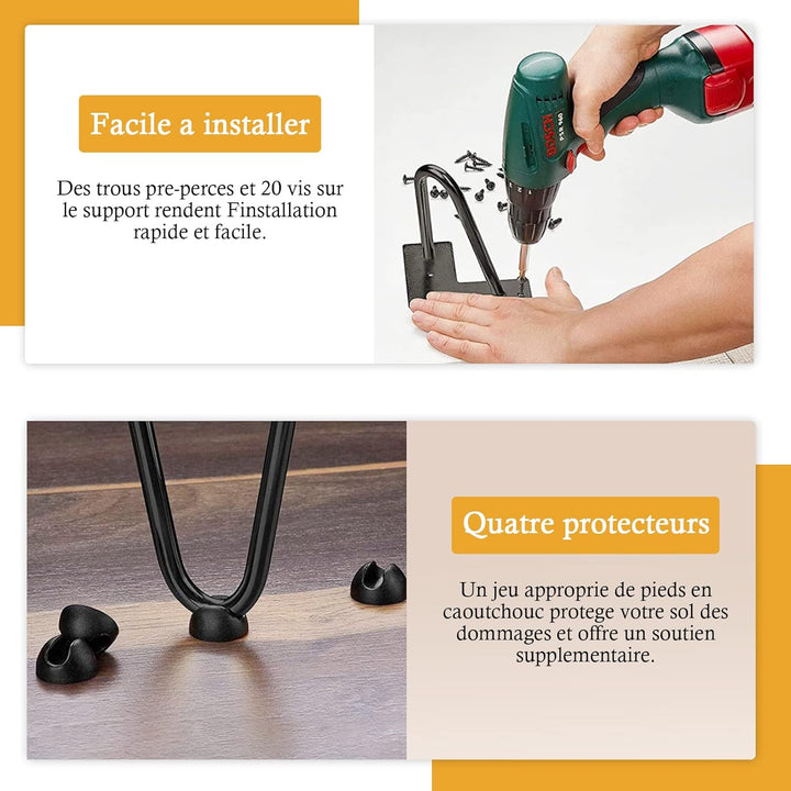 Fimghsoo Haarnadel Tischbein 4X Hairpin Leg Möbelbein Haarnadelbeine aus Metall Tischzubehör DIY für