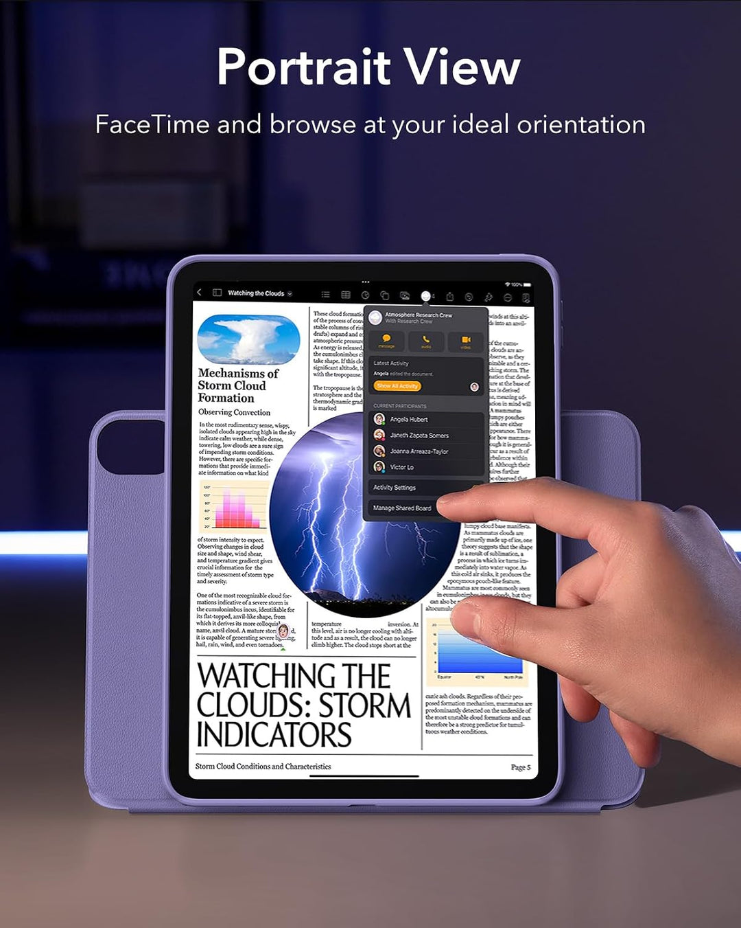 ESR Hülle für iPad Air 11 Zoll M4/M3/M2, iPad Air 8/7/6/5/4 (2026/2025/2024/2022/2020), drehbare Hül