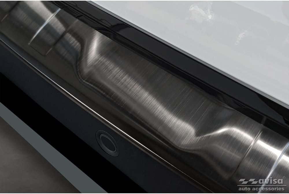 Avisa Schwarz Edelstahl Heckstossstangenschutz kompatibel mit Dacia Spring 2020- 'Ribs'
