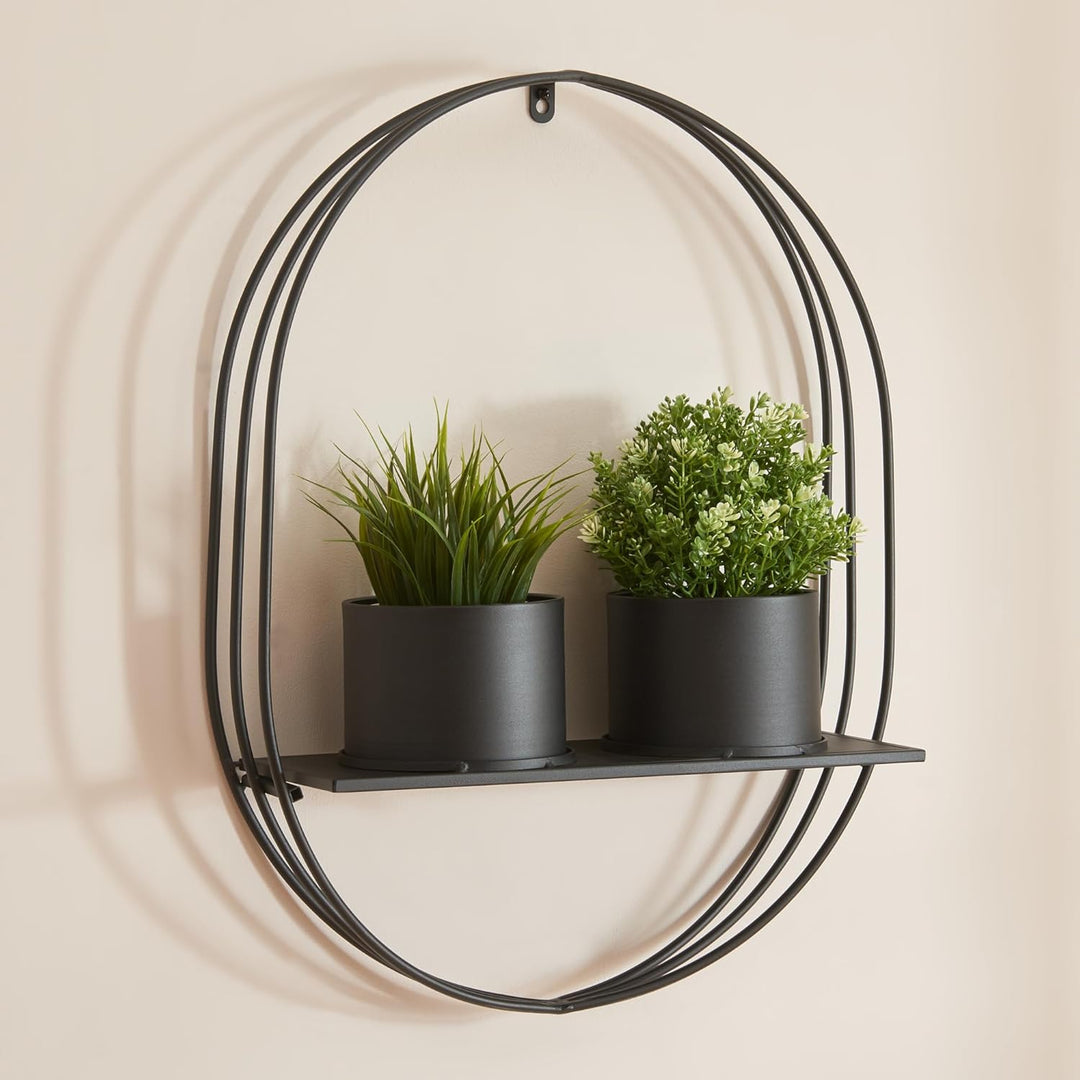 [en.casa] Wandregal mit 2 Blumentöpfen Vestby schwebendes Pflanzenregal aus Metall Blumenregal hänge