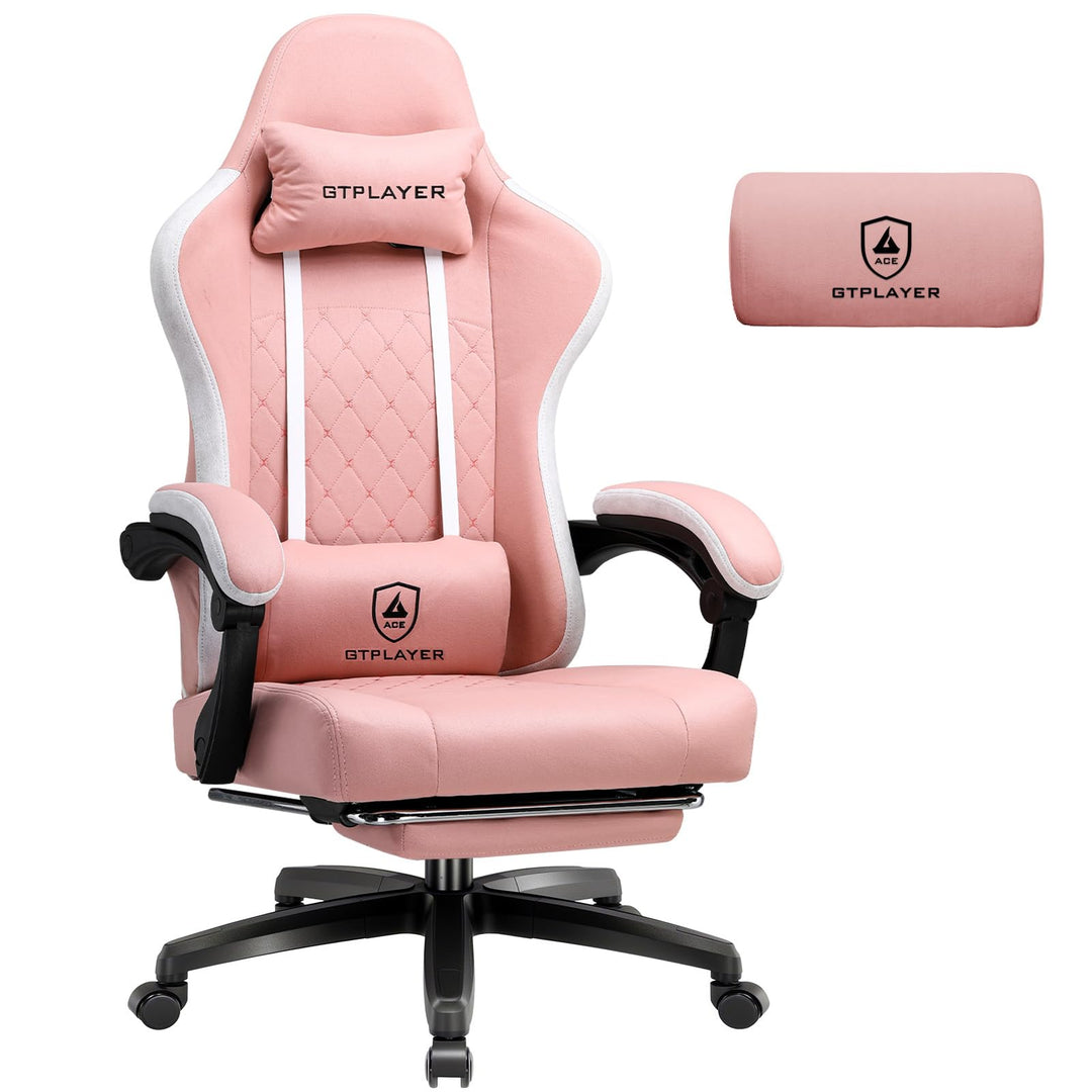GTPLAYER Gaming Stuhl Stoff, Gaming Sessel mit Taschenfederkissen, ergonomischer Drehstuhl, Gamer St