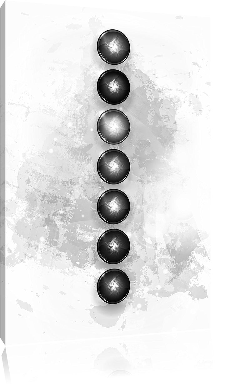 Pixxprint Chakra Eneregieelemente des Körpers Kunst B&W, Format: 100x70 auf Leinwand, 100x70