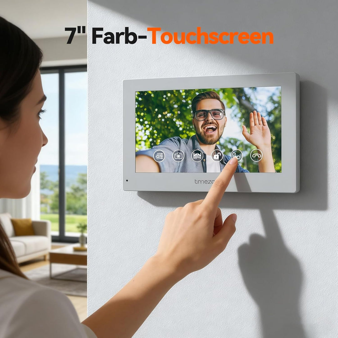 TMEZON WLAN Video Türsprechanlage 2-familienhaus,1080P HD Türklingel mit Kamera,7-Zoll-Farb-Touchscr