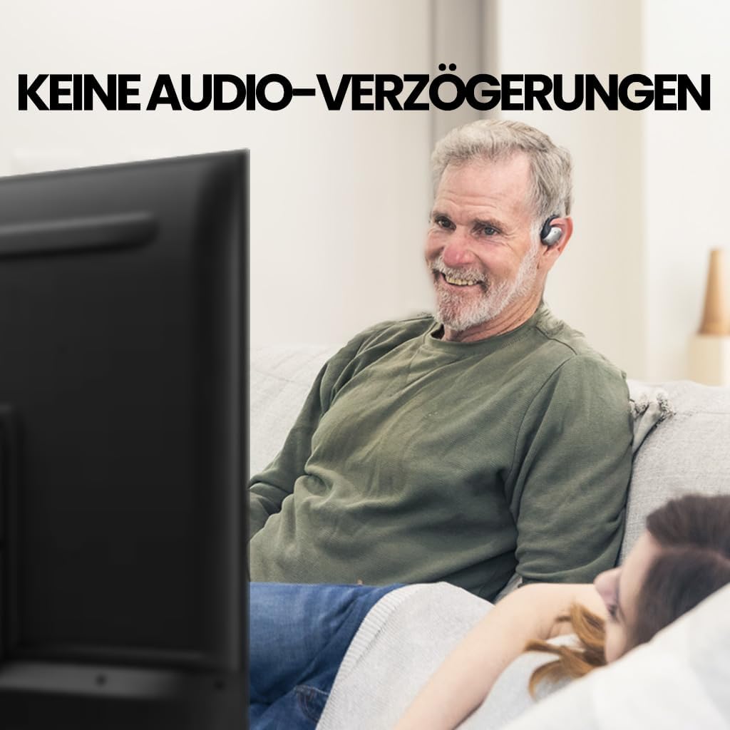 Avantree Medley Pebble - Open-Ear Funkkopfhörer Kabellos für TV Fernseher mit Bluetooth-Transmitter
