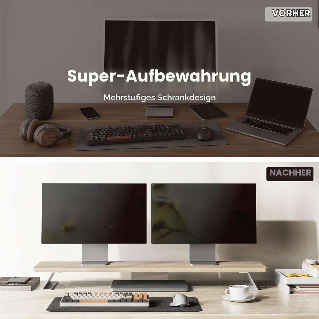 Fenge Dual Monitorständer mit Modernen Metallfüssen Multifunktionaler Bildschirmständer für Computer