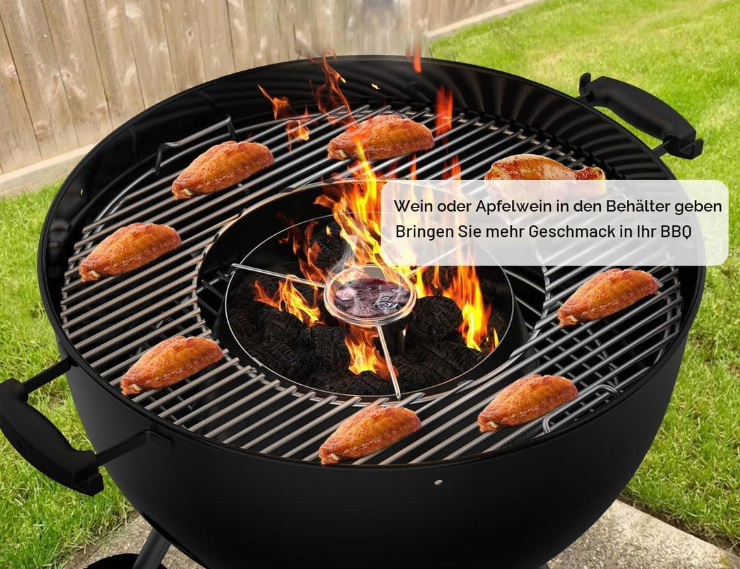 Onlyfire Kohlekorb Edelstahl mit Wasserbehälter, Holzkohlekörbe für Weber 47cm, 57cm, 67cm Kugelgril