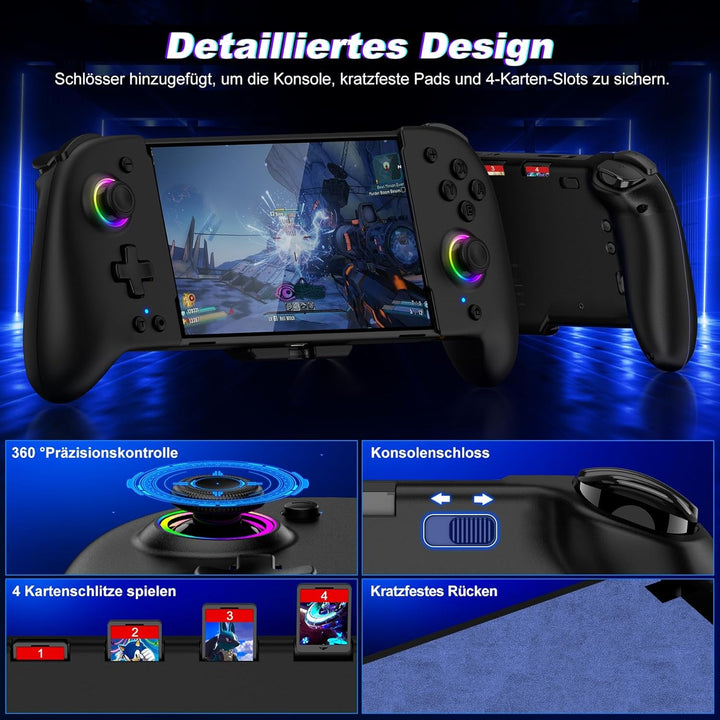 ALEEMTRY Switch Controller, Wireless für Handheld-Modus Mit Turbo/1000mAh/Programmierbare/6 Achsen G
