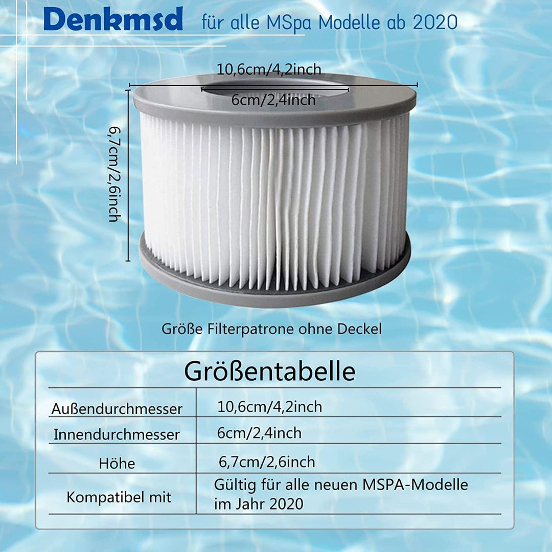 Filterkartuschen für MSpa Whirlpoal, Filter Zubehör für MSpa aufblasbare Pools, 3pcs Filter + Filter