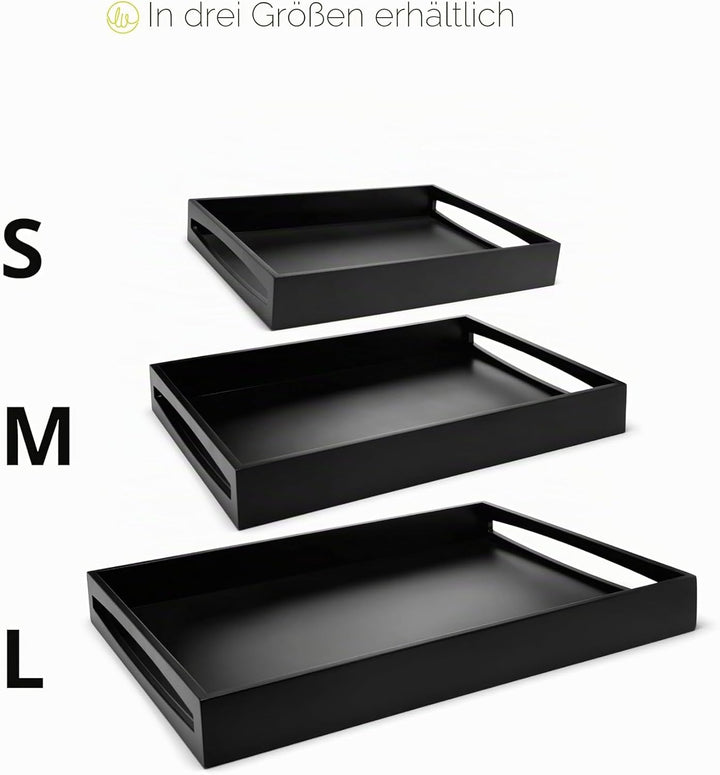 LEOPOLD servir madera negra Tablett Silber 300x400x60
