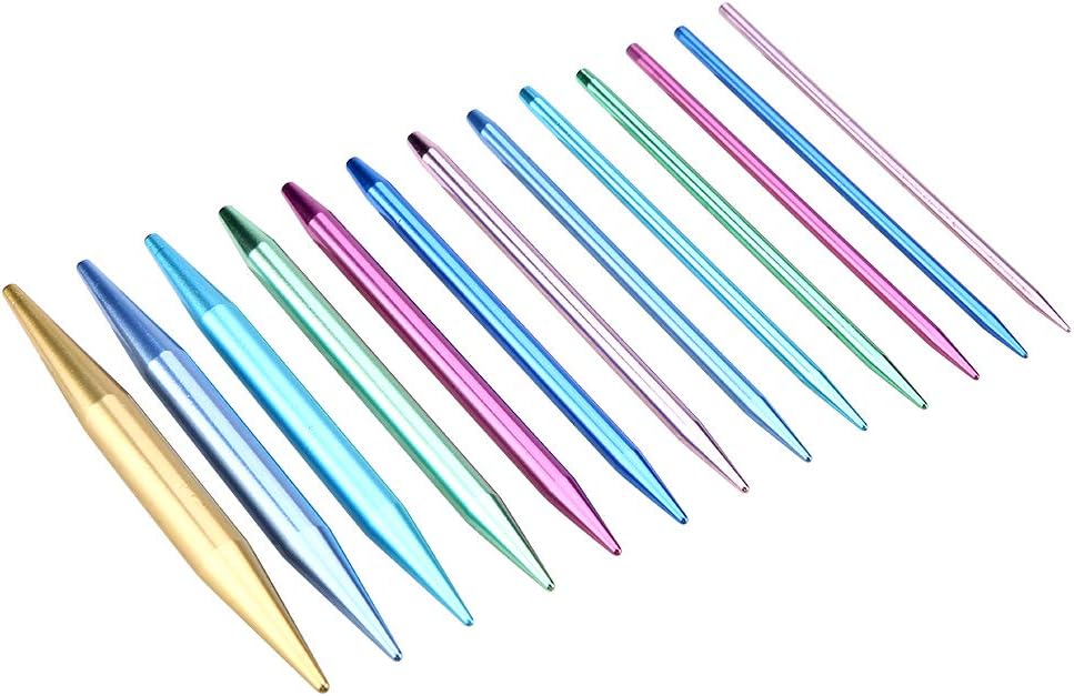 Stricknadeln, austauschbare Nadeln Set Bunte Rundstricknadeln aus Aluminium Ring Set Strickzubehör f