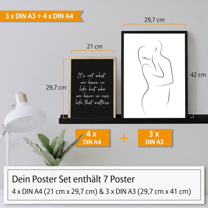 Hyggelig Home Premium Poster Set - 7 passende Bilder im stilvollen Set - Collage Bild Wand Deko - Se
